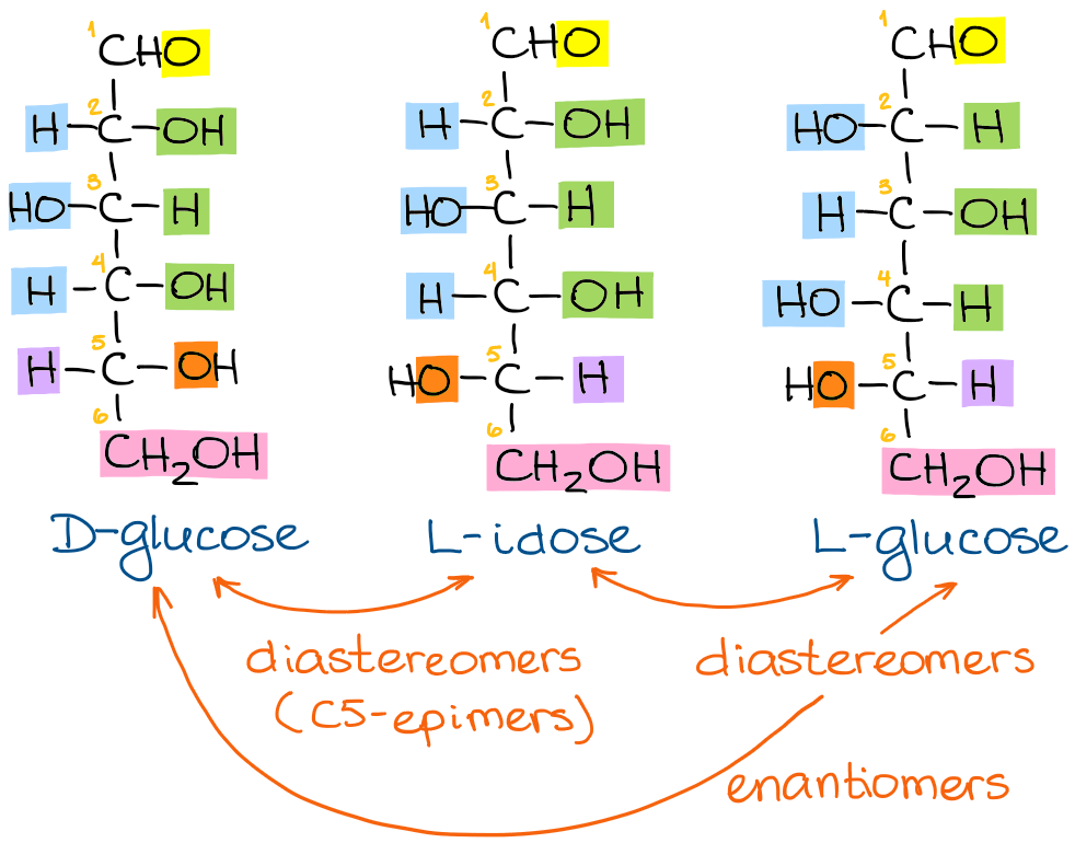 D-glucose, L-idose, and L-glucose