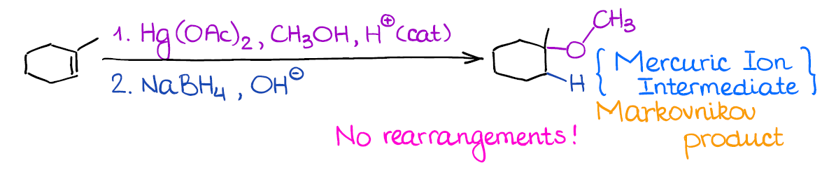 Alkoxymercuration-Demercuration (reduction) of alkenes