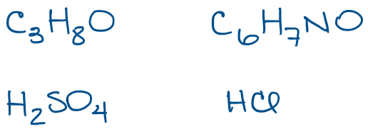 Examples of molecular formulas.