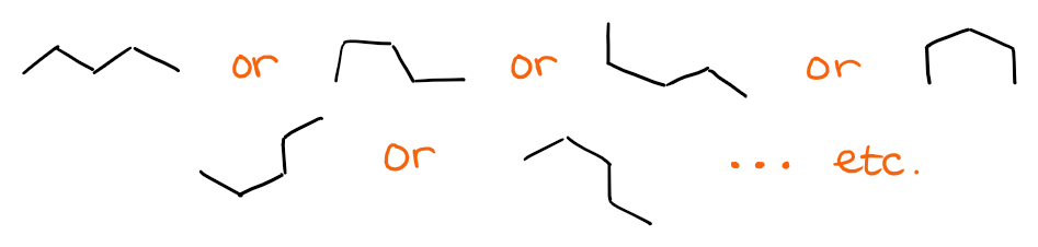 various conformations of pentane