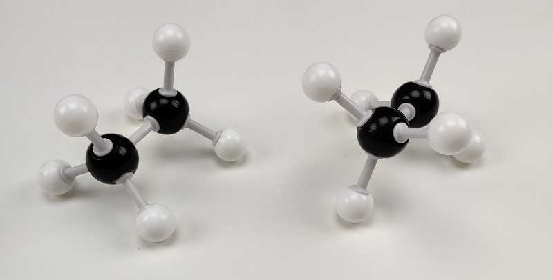 molecular model of the ethane conformations