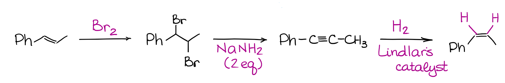 approach via reduction of an alkyne