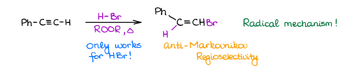 free-radical hydrohalogenation of alkynes