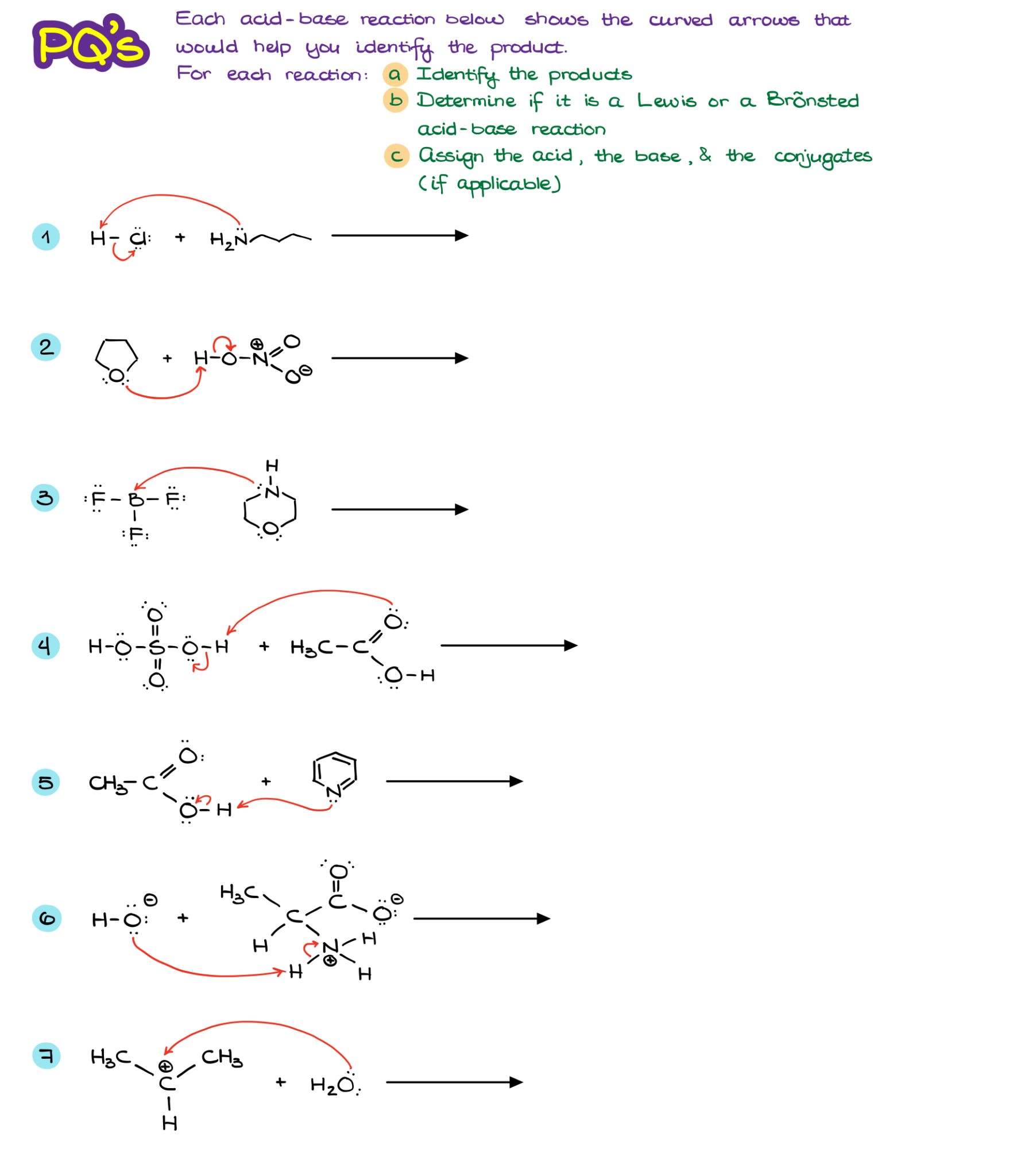 Drawing Curved Arrows in AcidBase Reactions Workbook — Organic
