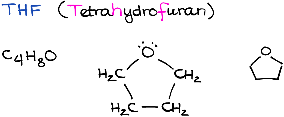 THF tetrahydrofuran structure and molecular formula
