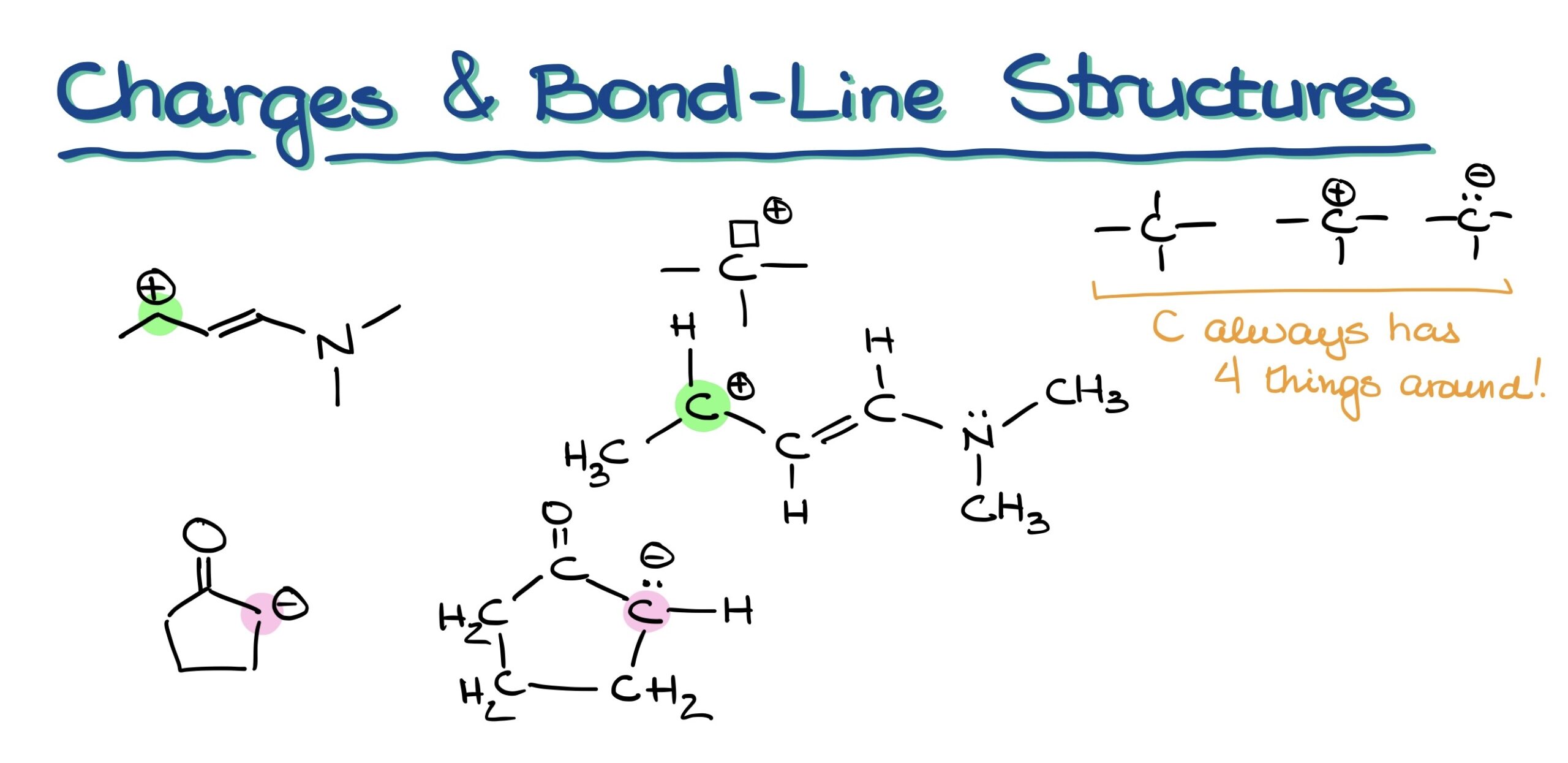 formal charges on bond-line structures