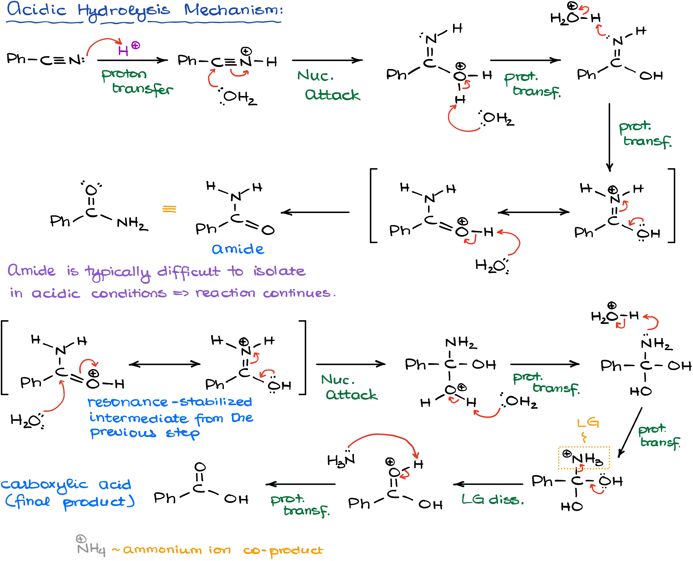 mechanism of the acidic hydrolysis of nitriles