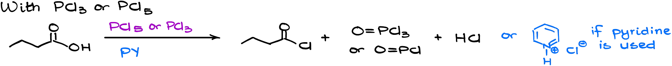 formation of acid chlorides with phosphorous chlorides