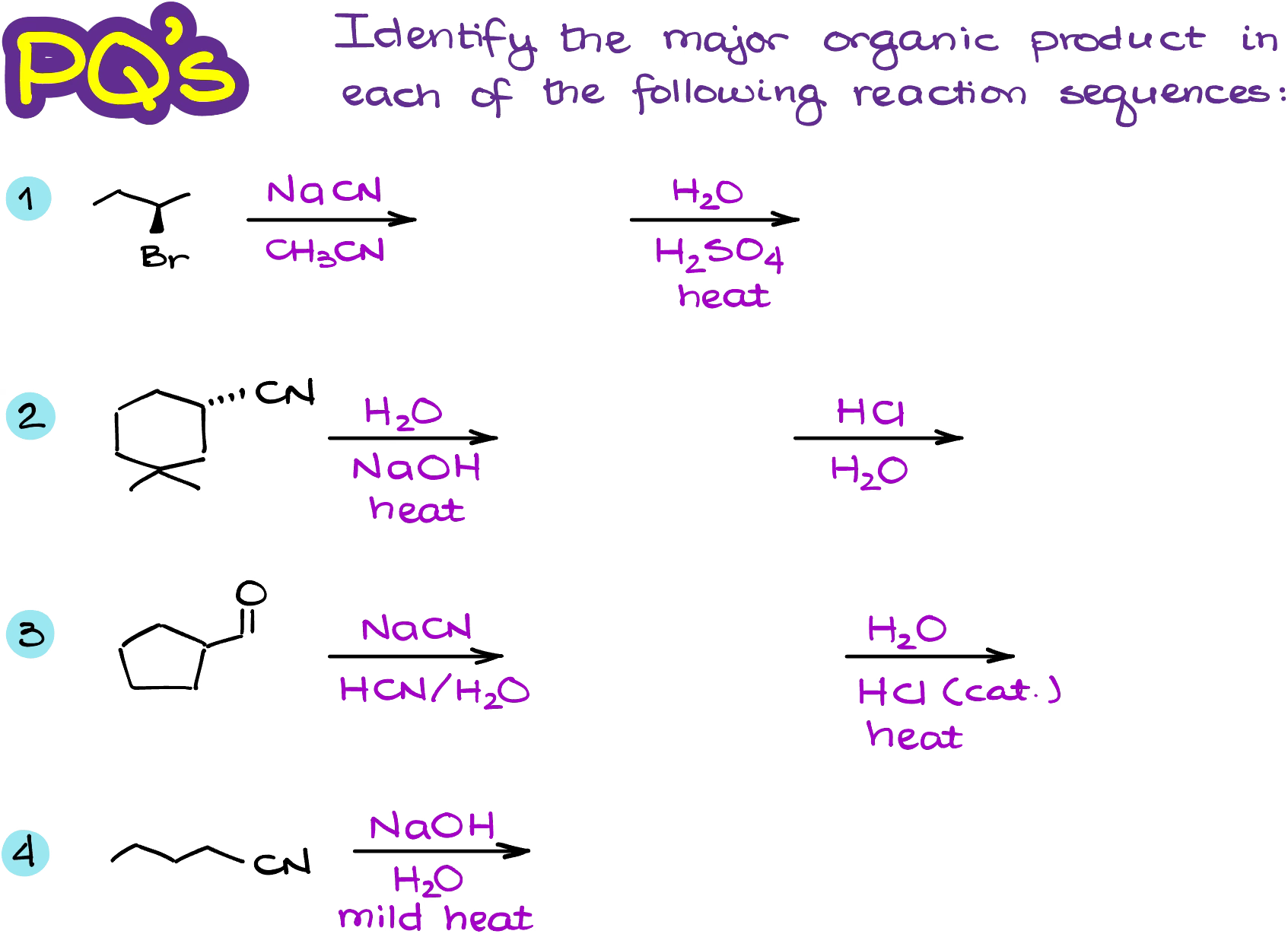 hydrolysis of nitriles practice questions