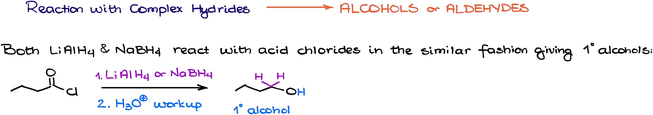 reduction of acid chlorides with complex hydrides