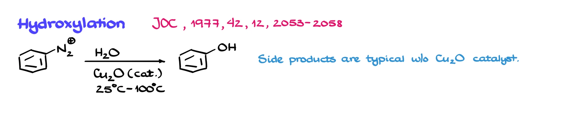 hydroxylation of diazonium salts