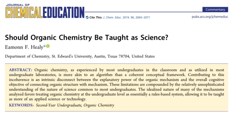 Should Organic Chemistry Be Taught as Science?
